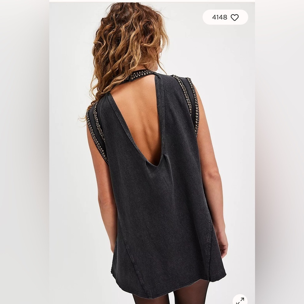 Free People Studded Muscle Tank – Washed Black – Size Medium - Picture 3 of 16